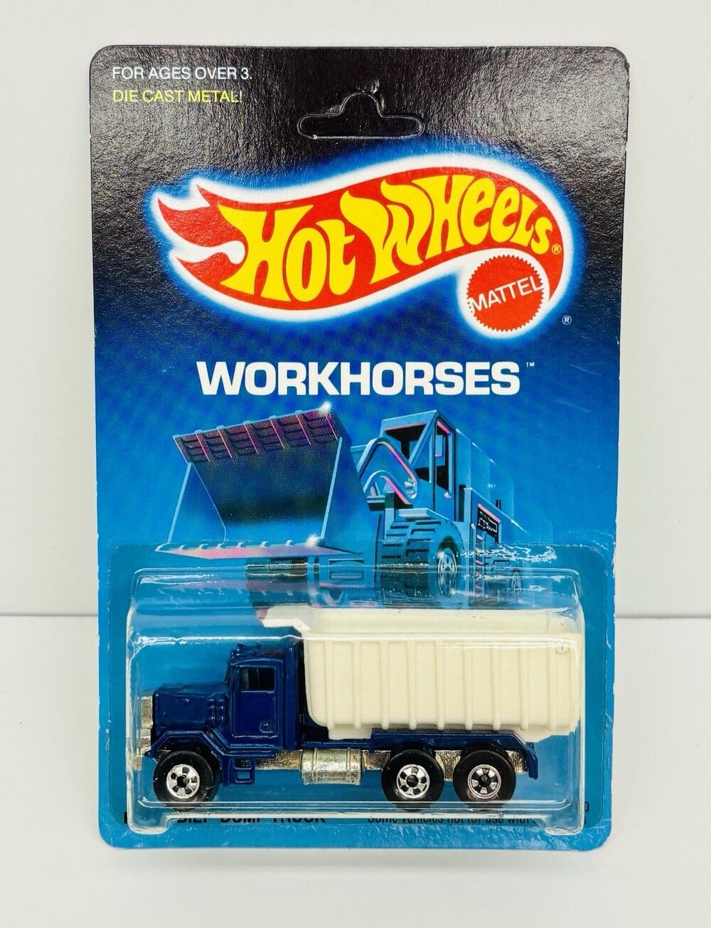Hot Wheels Workhorses Peterbilt Dump Truck Blue & White Unpunched w/ Protector